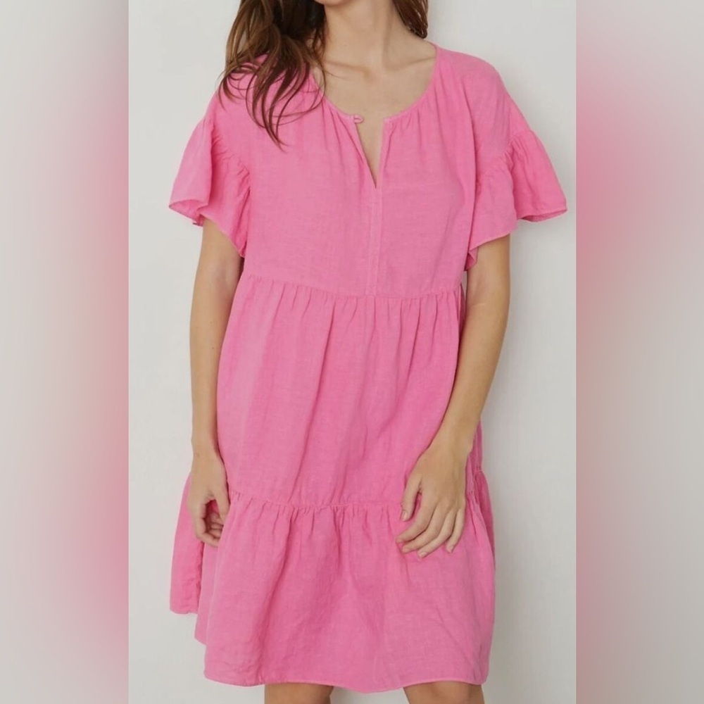 -V Velvet BY Graham & Spencer‎ Women's Pink Crew-Neck Noor Tiered Dress